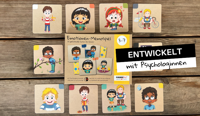 2 Memokarten. Eine Karte mit den Gesichtausdruck und andere mit einer passenden Situation