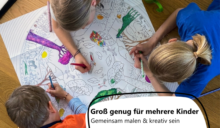 Kinder malen eine Mandala am Boden aus